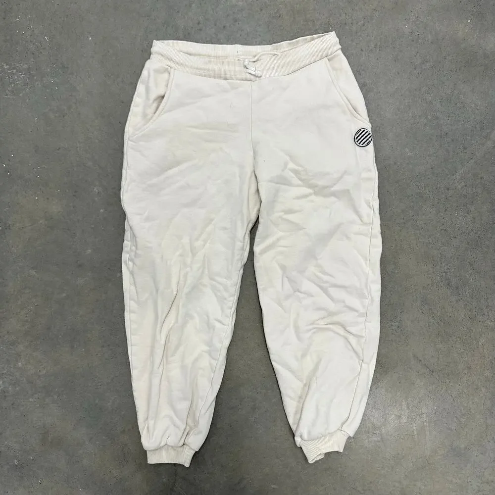 Meme. Ivory Fleece Jogger Sweatpants Kid's Sz 10 Cotton Drawstring Lounge Pants